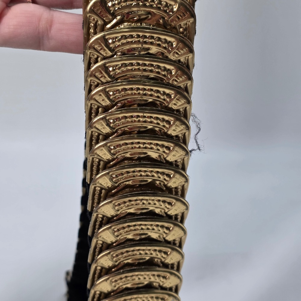 Vintage Waist Belt Stretch Gold Green Rhinestones OS Mermaid Scale Y2K Glam Boho - Picture 7 of 10